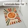 Sunburst Theme Soft Crystal Velvet Rug Custom Name & Text Print Non Slip Floor Rug for Bedroom Living Room