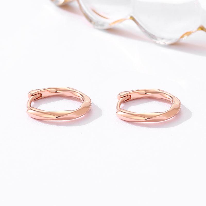 S925 Sterling Silver Women's Twisted Circle Ear Cuffs, Geometric Irregular Earrings