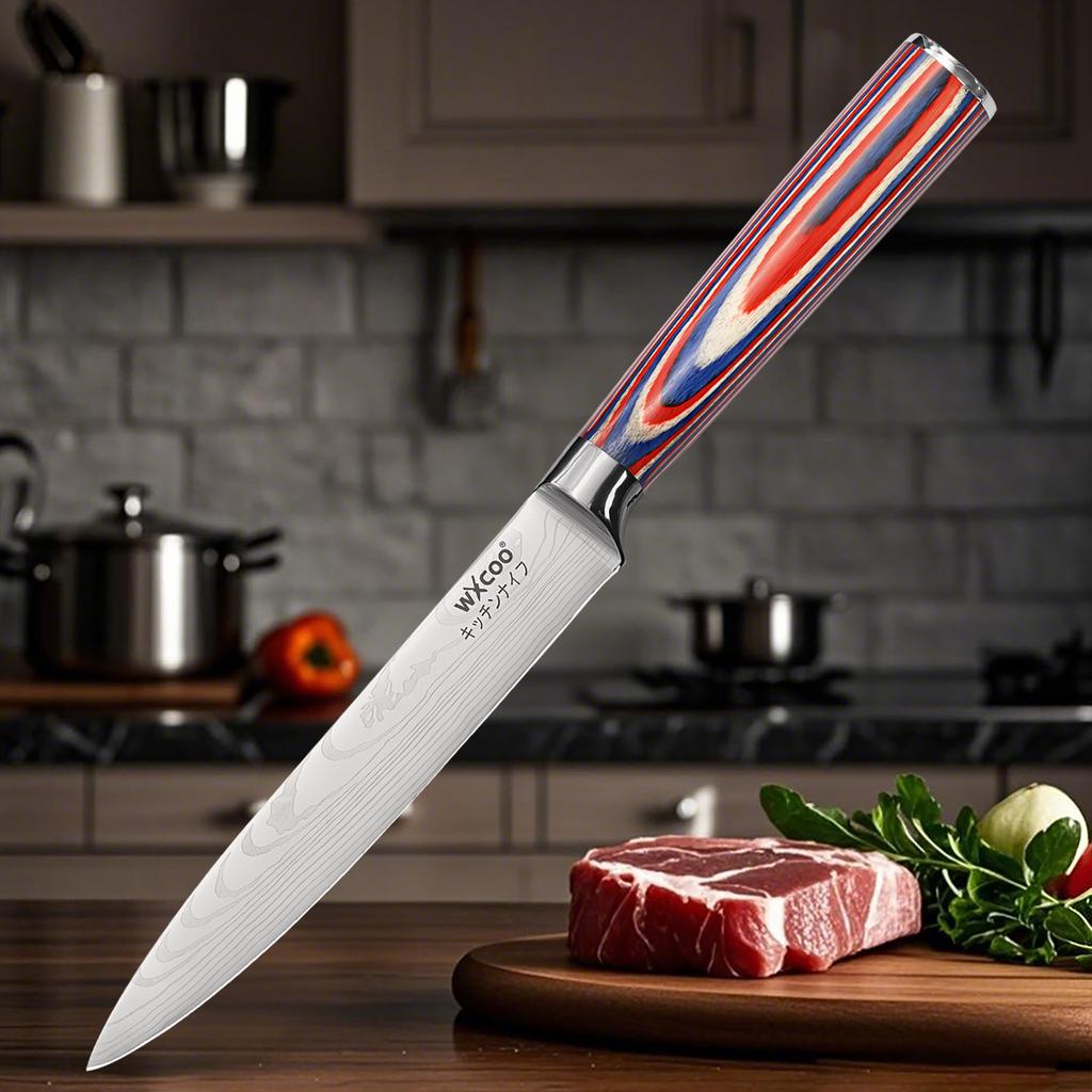 Kitchen Knives Laser Damascus Pattern Professional Chef Knife Japanese Santoku Knife Meat Vegetable Fruit Cooking Utility Knife