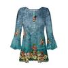 Button-Down-Hemden für Damen, bedruckte Tunika, Sommer-Oberteile, elegante, lässige Glocke, 3/4-Ärmel, V-Ausschnitt, Frühlingsblusen