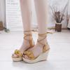 Fashionable Thick Sole Slope Heel Sandals 2024 Summer New Elegant and Versatile Sexy High Heel Shoes Comfortable Strap Sandals