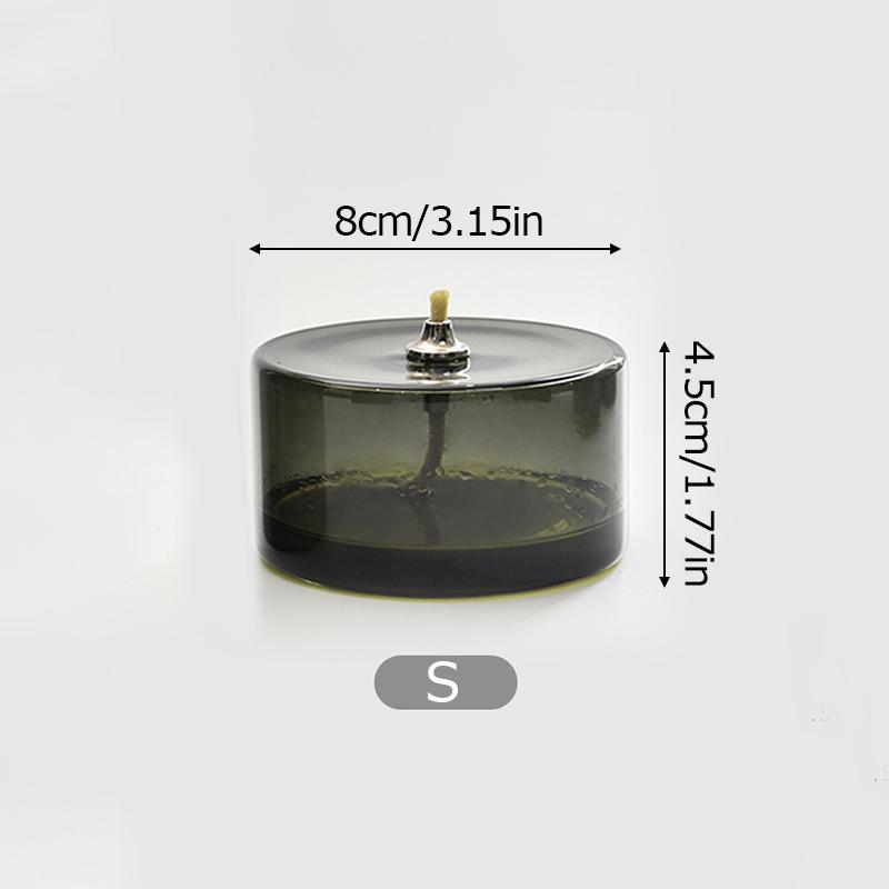 1PC Table Candle Rustic Oil Lamp with Wick Home Decoration Grey Green Cylindrical Transparent Glass Candlestick Christmas Dinner