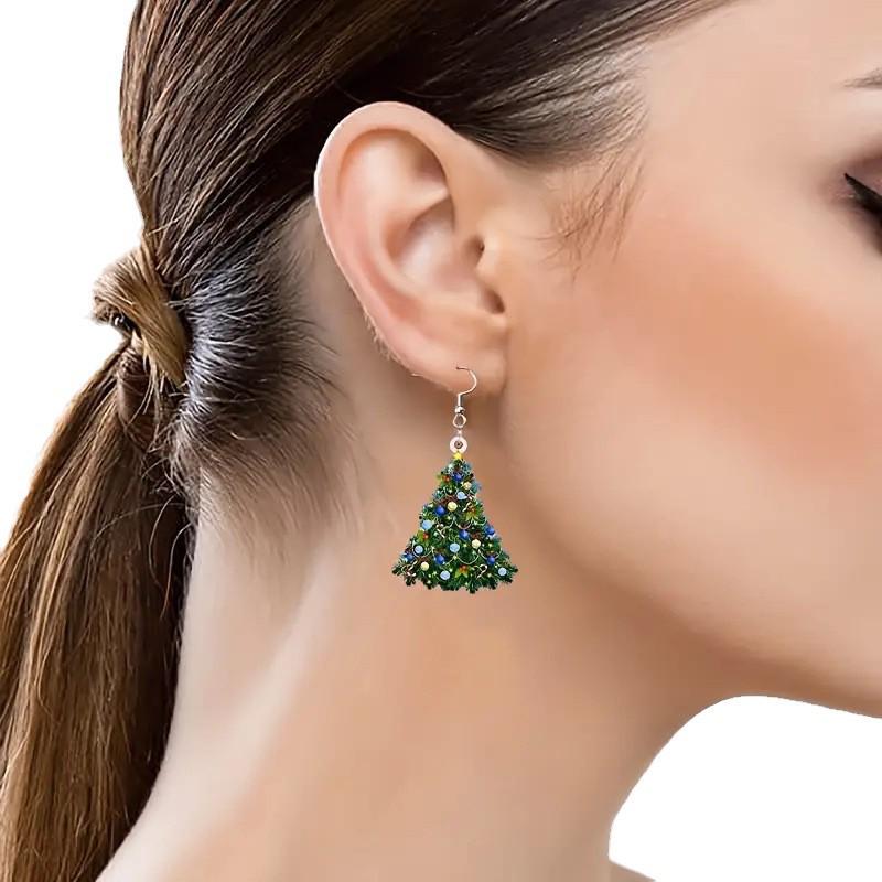 Retro-Style Colorful Christmas Tree Acrylic Earrings
