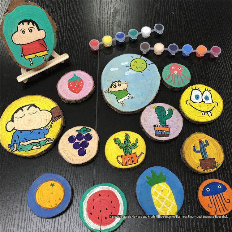 Log Slice Background Wall Décor for Children's DIY Creative Kindergarten Art