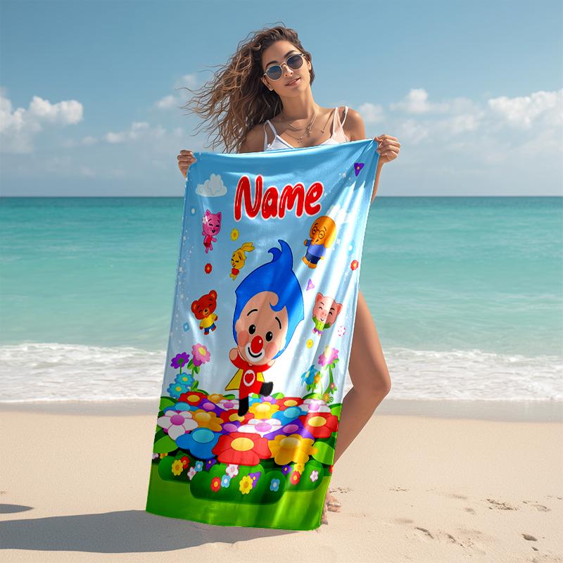 Personalized customized proof beach towel with plim plim pattern - soft, absorbent,quick-drying,perfect swimming,camping&bathing