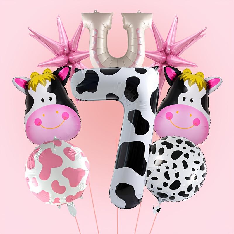 8 st Tecknad Mjölk Tjurhuvud Ballong 40 Tum Ko Mönster Siffra Födelsedagsballong Set Söt Djur Partydekoration Festivaltillbehör