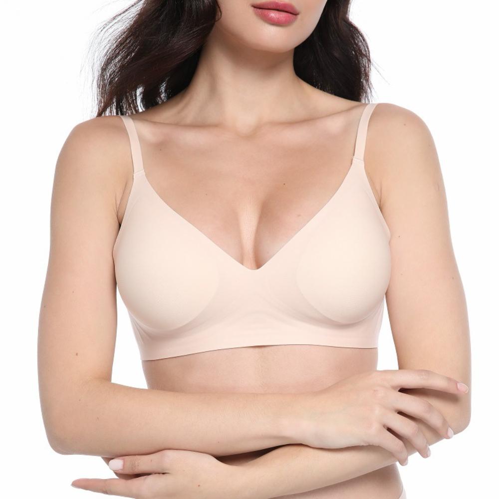 Push Up Bra Backless Women Jelly Bras Low Cut Sexy Plunge Brassiere Open Back Wedding Underwear Invisible Seamless Deep V Lingerie