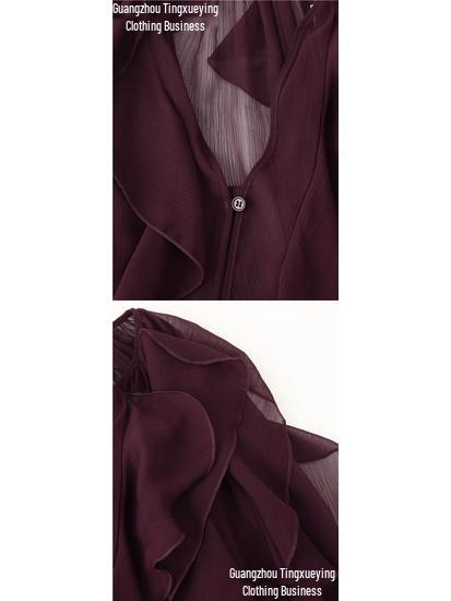 Summer 2026 European & American V-Neck Layered Ruffled Pleated Women's Shirt