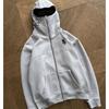 Unisex Übergroßer Kapuzen-Reißverschluss-Pullover Mit Cartoon-Print-Taschendetail Lässiges Streetwear-Oberteil
