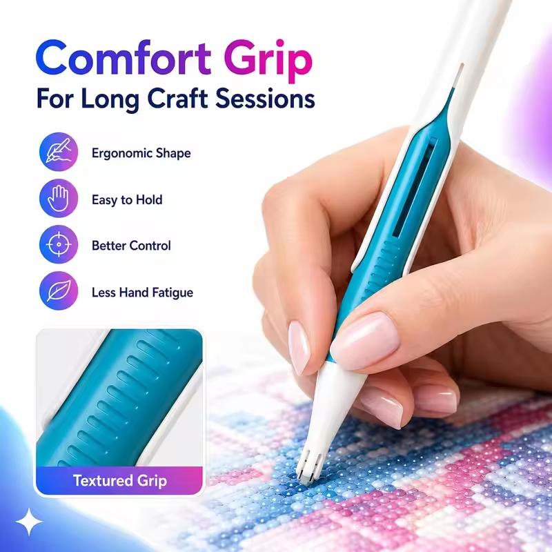 Automatické pero na diamantové malování Dávkovač korálků Beadblitz Diamond Art Pen Dispenser pro kulaté kamínky 2,8 mm DIY řemesla pro dospělé