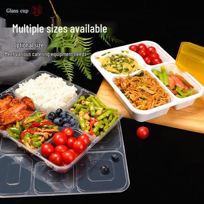 

Disposable 4-Compartment Rectangular Lunch Boxes with Lids