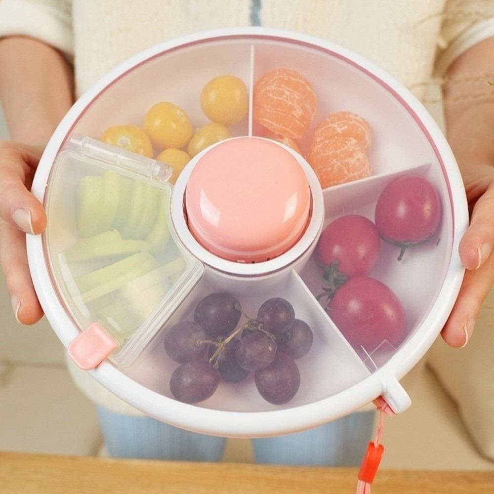 5 Compartments Snack Spinner Portable Sealed Fruit Tray Candy Box Snack Storage Box  Kids Snack