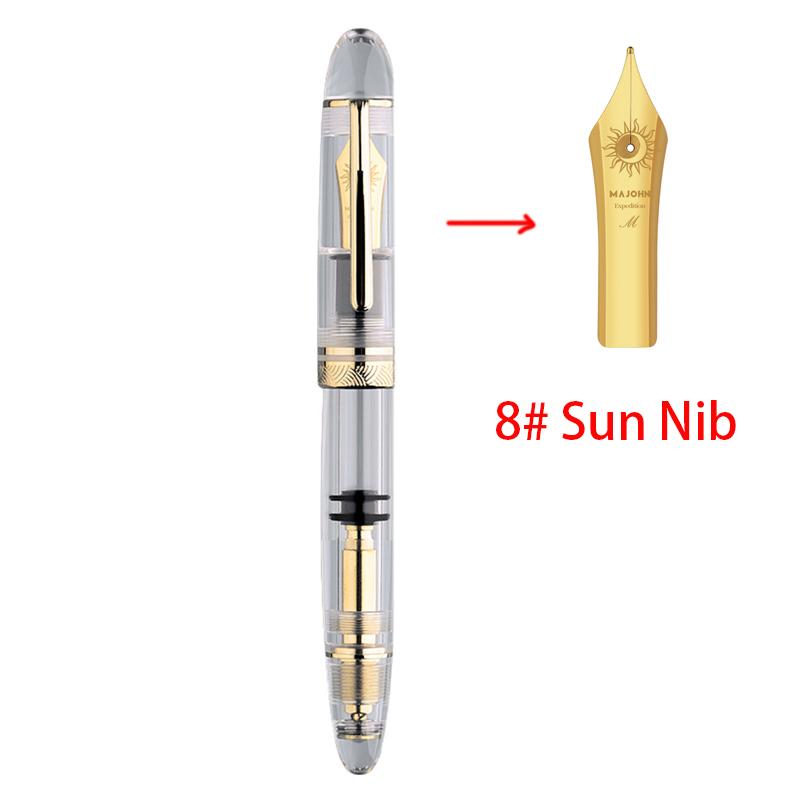 

Розкішна прозора поршнева ручка MAJOHN P140 - Перо Bock №8 F/M, Велика місткість чорнила, Елегантна акрилова ручка, Подарунок M (0.7mm)