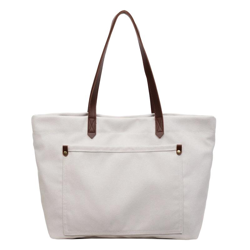 Large Capacity Canvas Tote Bag New Simple Casual Versatile Shoulder Bag College Students Class Commuting Armpit Bag Women