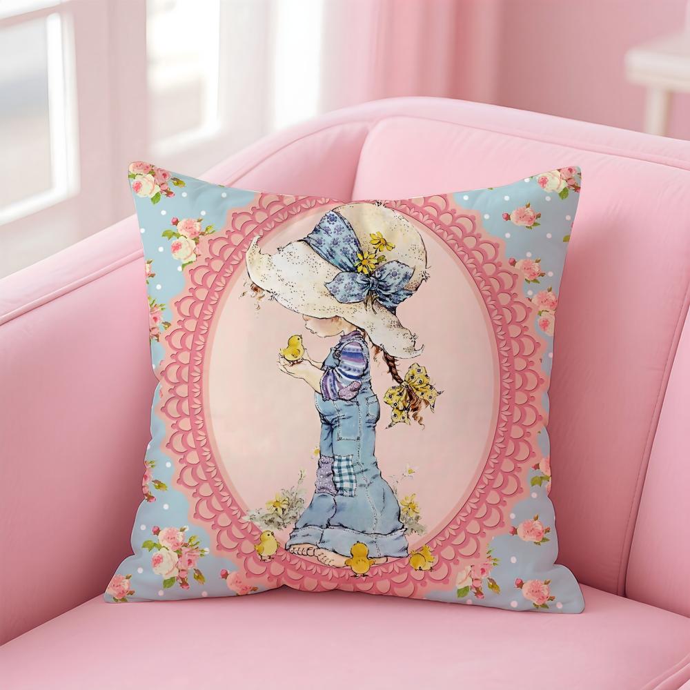 Sweet Anime Whimsical American Art SSarah Kay Cushion Cover Pillow Case Soft Skin Friendly Fabric  Concealed Zipper