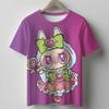 Girl Pink T-shirt Cotton Cute Anime Tees Short Sleeve Trend Kawaii Cartoon Kids Casual Street Clothes Party Birthday Gift