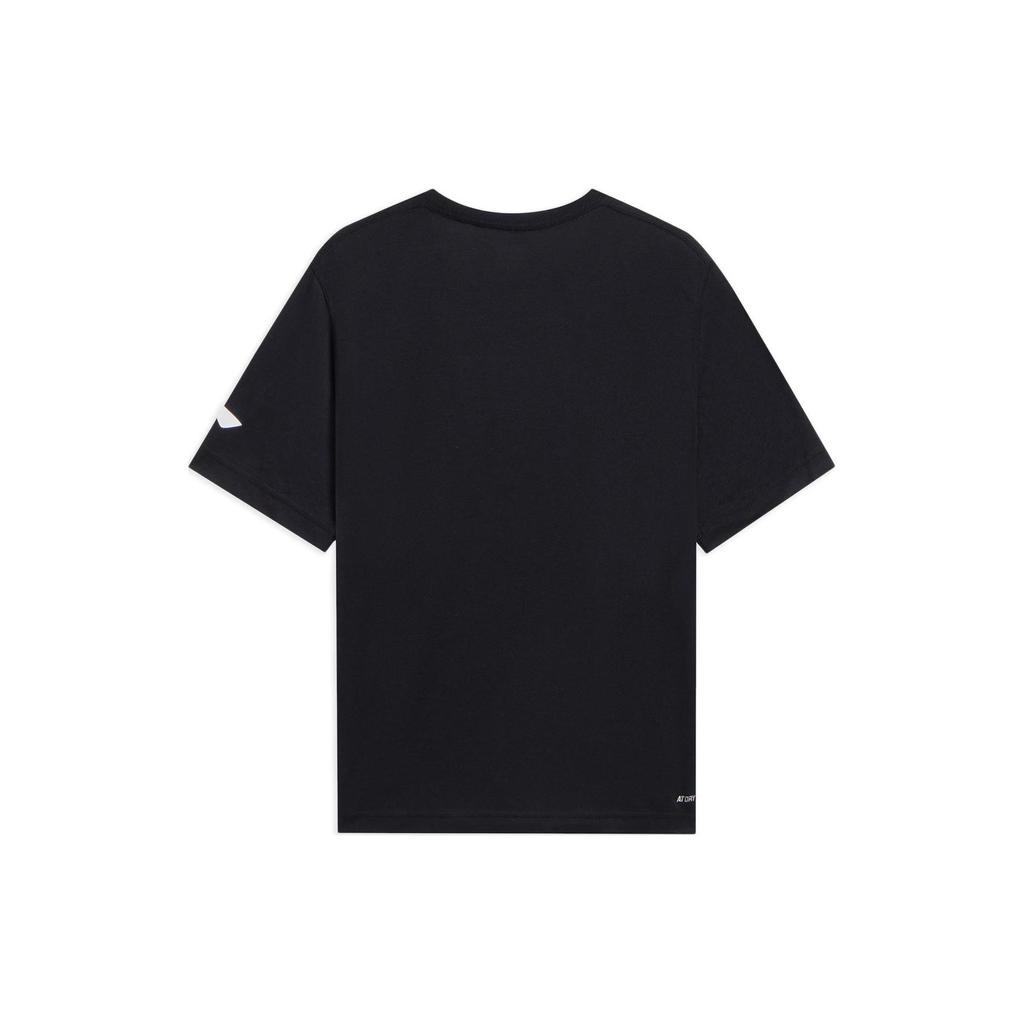 Li Ning Logo Printed Letter Numeric Solid Crew Neck Short Sleeve T-Shirt Men Tops Black ATSS371-1