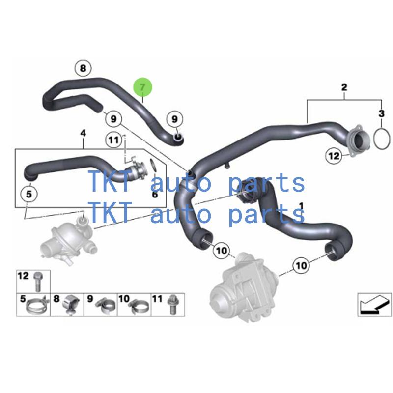 TKT Auto Parts For 11537598496 5series F18 535i 640i 740i Coolant Hose Input Line/heat Exchanger
