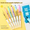 Erasable Double-Ended Fluorescent Highlighter with Oblique Tip for Journaling