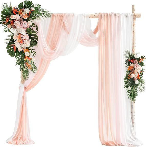 Luxury Wedding Arch Flower Six-Piece Set - 2 Pieces Flower Game 3 Pieces Curtain 1 Arch Suitable For Wedding Diy Decoration