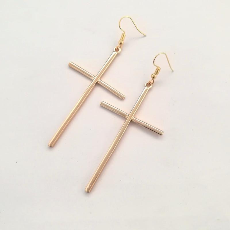 New Vintage Big Cross Long Earrings for Women Simple Cross Drop Earrings Jewelry Party Wedding Birthday Bijoux Gift