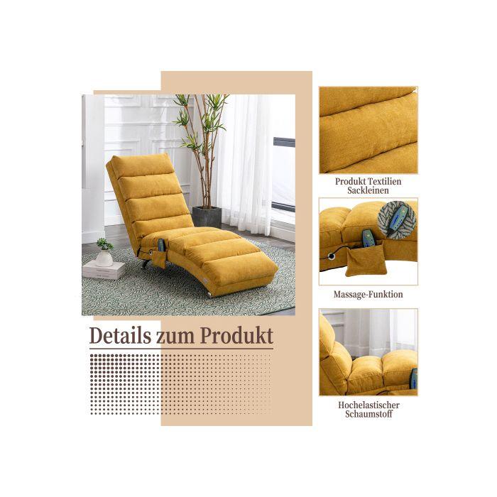 Fauteuil relax - MUVOE - Jaune moutarde - Massage électrique - Dossier ergonomique - 5 modes