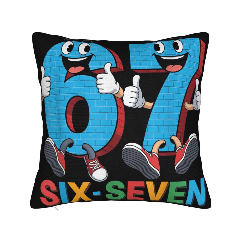 Funny 67 Six Seven Italian Brainrot 6 7 Meme Pillow Case  Design Pillow Cover Retro Trendy Pillowcases For Living Room Sofa