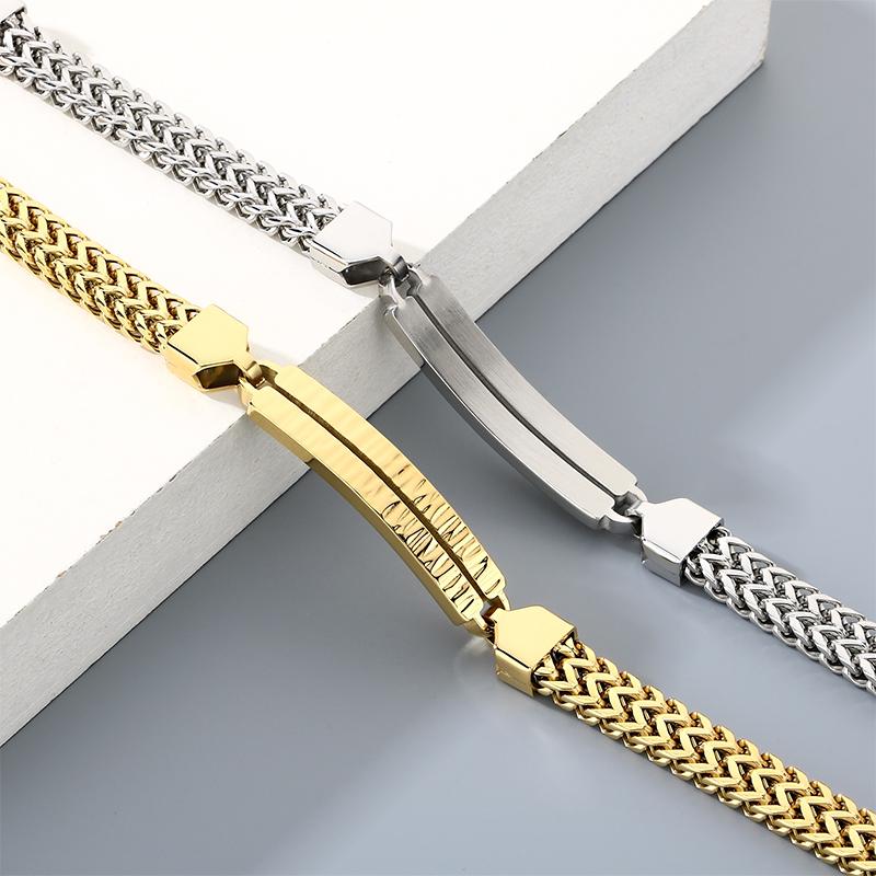 Durable Stainless Steel ID Bracelet for Men Minimalist Braided Chain Fashion Jewelry Vintage Accessory Daily & Party Wear