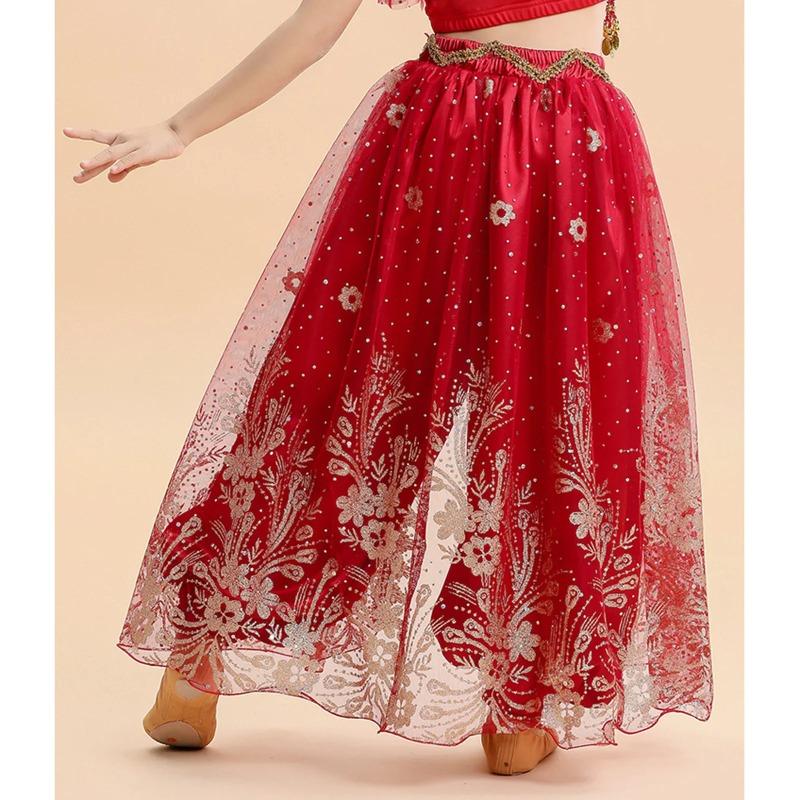 Kids Girls Silky Tassel Waistband Harem Dance Pants Arabian Princess Belly Dance Costume Indian Bollywood Ballroom Dress Up