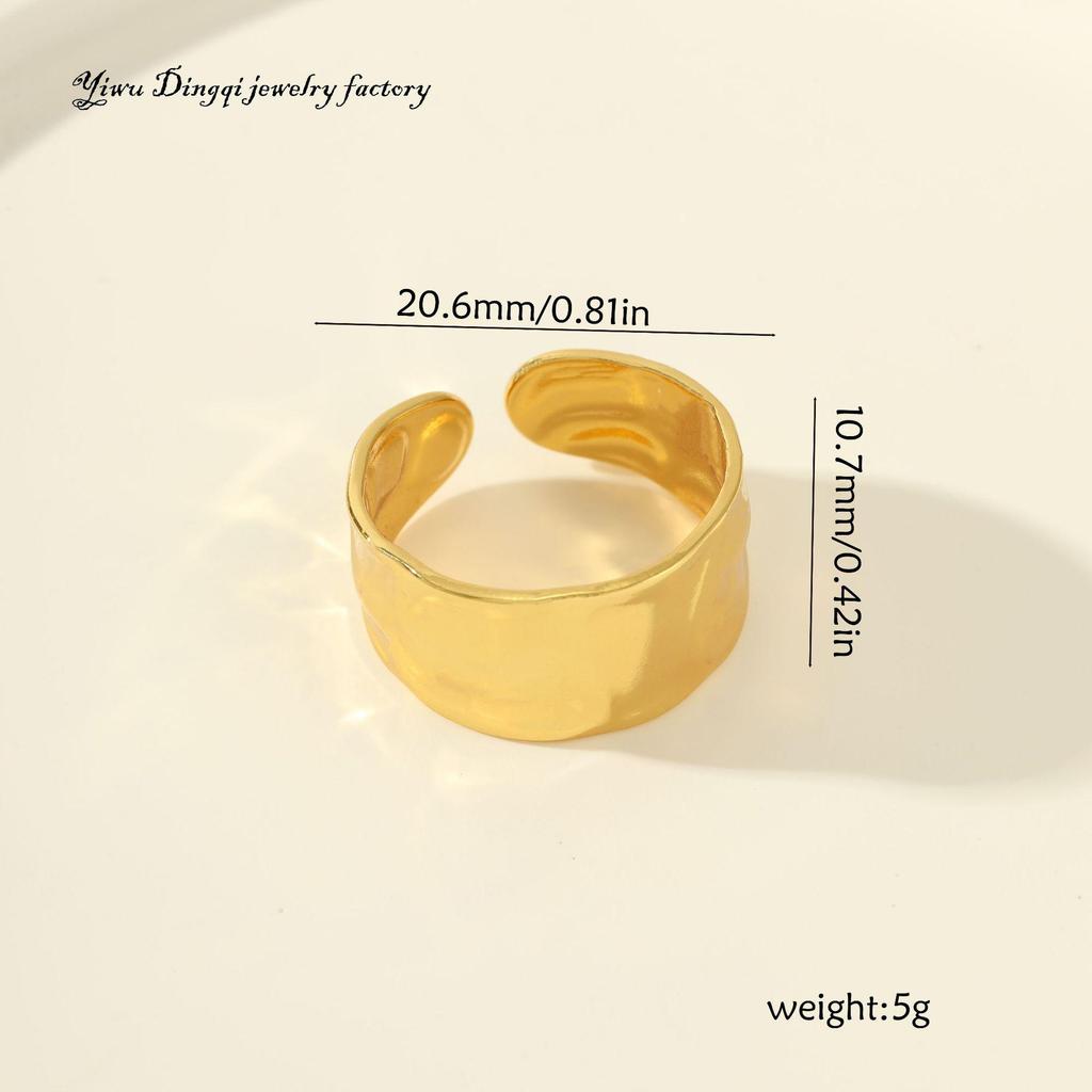 Luxury Non-Fading Drip Oil Open Ring - European and American Style Stainless Steel Statement Jewelry