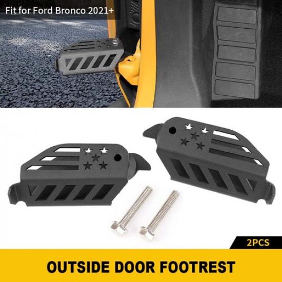 2Pcs Set Front Foot Peg Door Hinge Rest Pedal Ladder Metal for Ford Bronco +