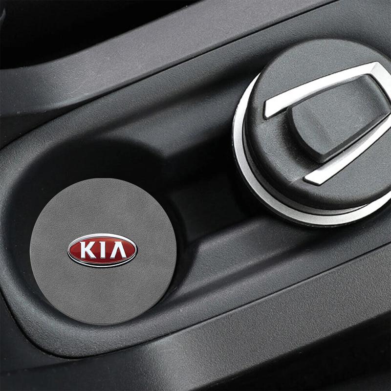 1/2pcs Leather Car Water Coaster Non-Slip Mat Car Bottle Holder Insert Pad For KIA Ceed Rio Sportage R K2 K3 K4 K5 K6 K7 K8 Soul Opeima Ceed Sorento