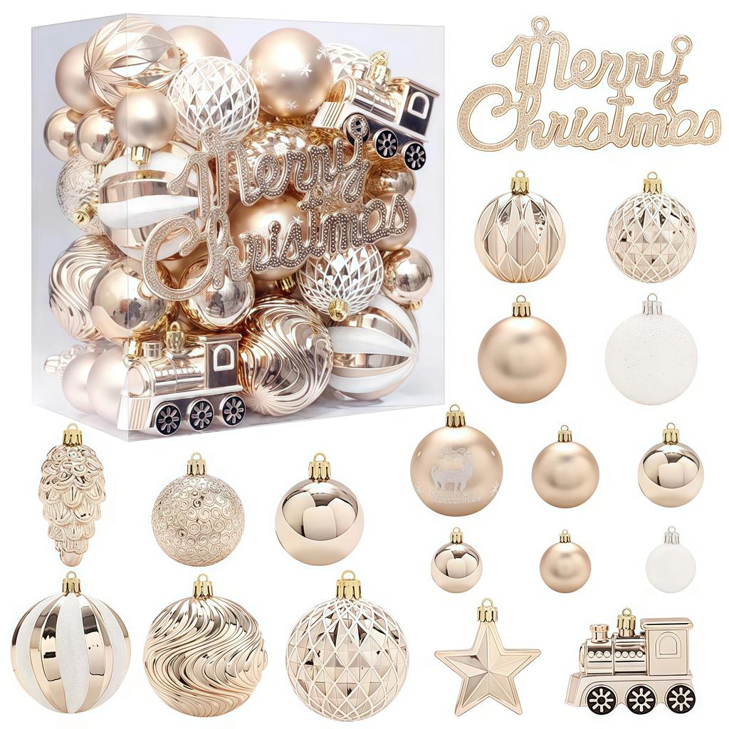 Neueste Champagner Gold Weihnachts-Kugeldekorationen Frohe Weihnachten Baumschmuck Exquisite geformter Weihnachtsanhänger Party-Dekoration Kugel