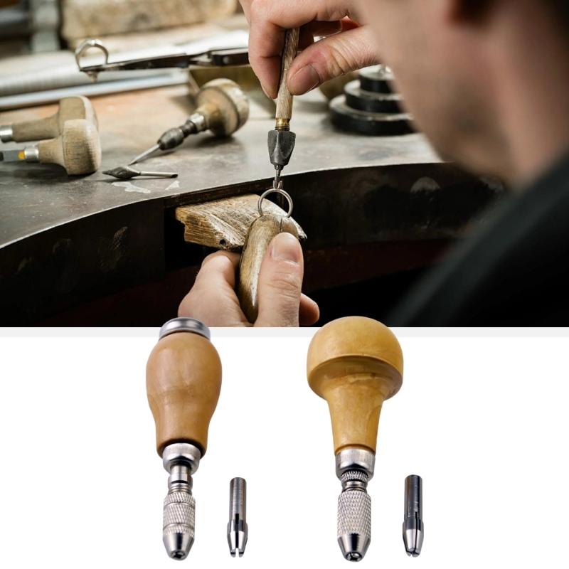 Jewelry Craft Handle Pin Vises Vices Wood Handle with Chucks Twisting Wire Wrapping Drill Tool Jewelry Tool DIY Woodwork