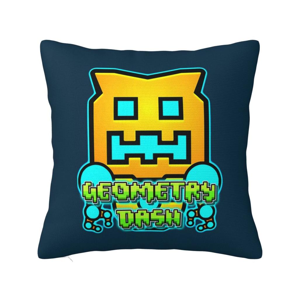 Video Game Geometry Dash Square Pillowcase Cushion Cover Pillow Case Throw Pillow Cover for Home Bedroom Car