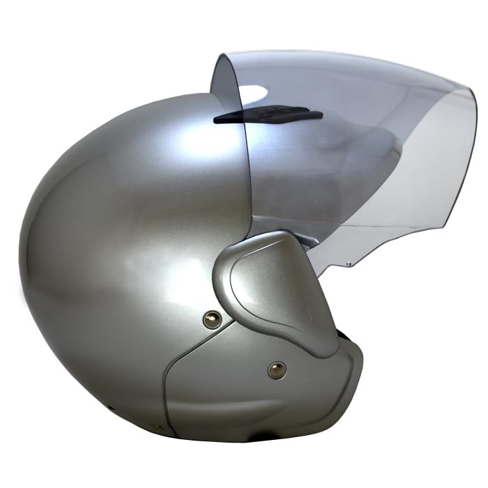 Motorcycle Half with Suitable for Scooters and Mopeds up to Half SG Standard Helmet, Semi-Jet Helmet, Helmet, Silver, Shield, 125cc, Cap,