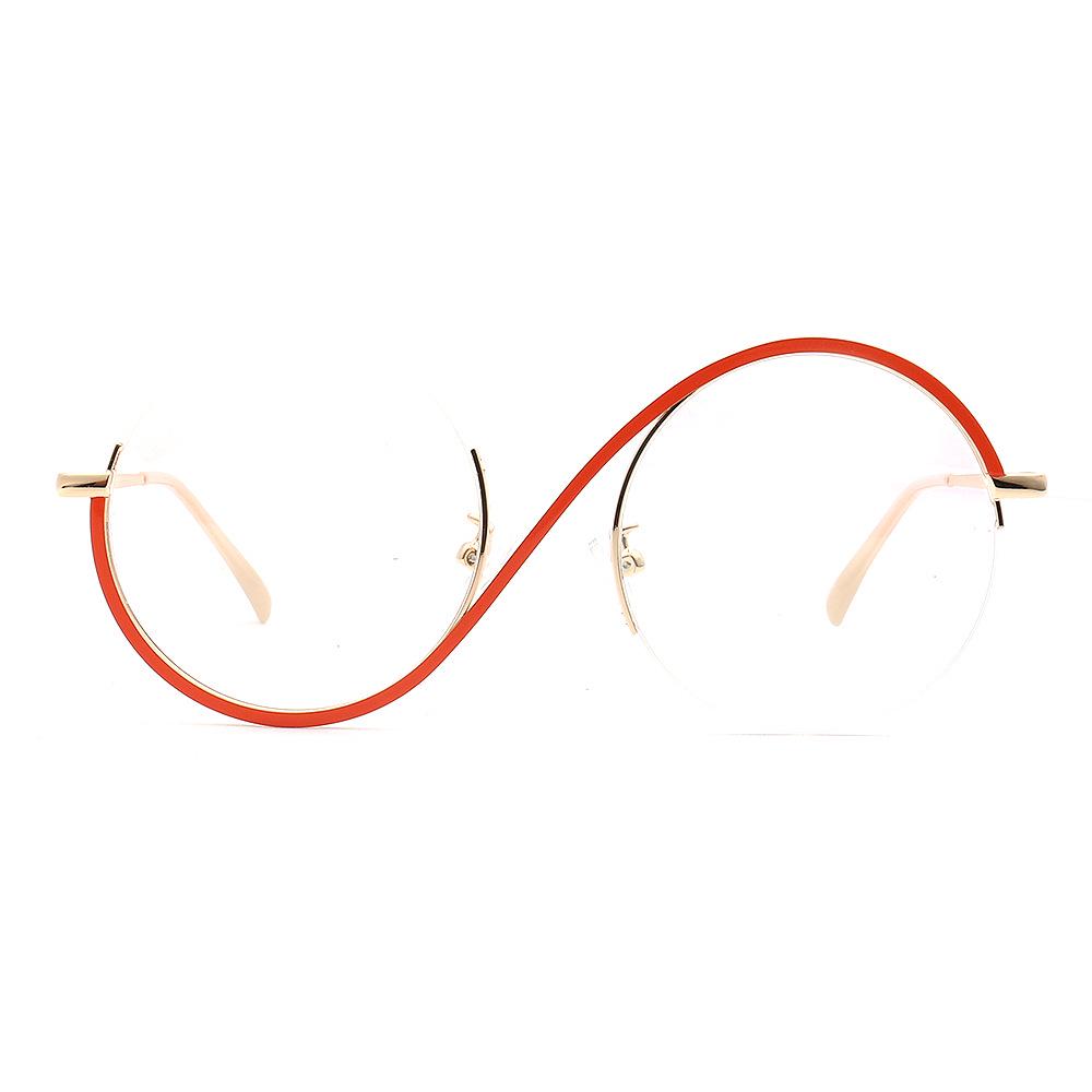 Yuanming Asymmetrical Retro Metal Round Eyeglasses - Fits Anti-Blue Light, TOP520