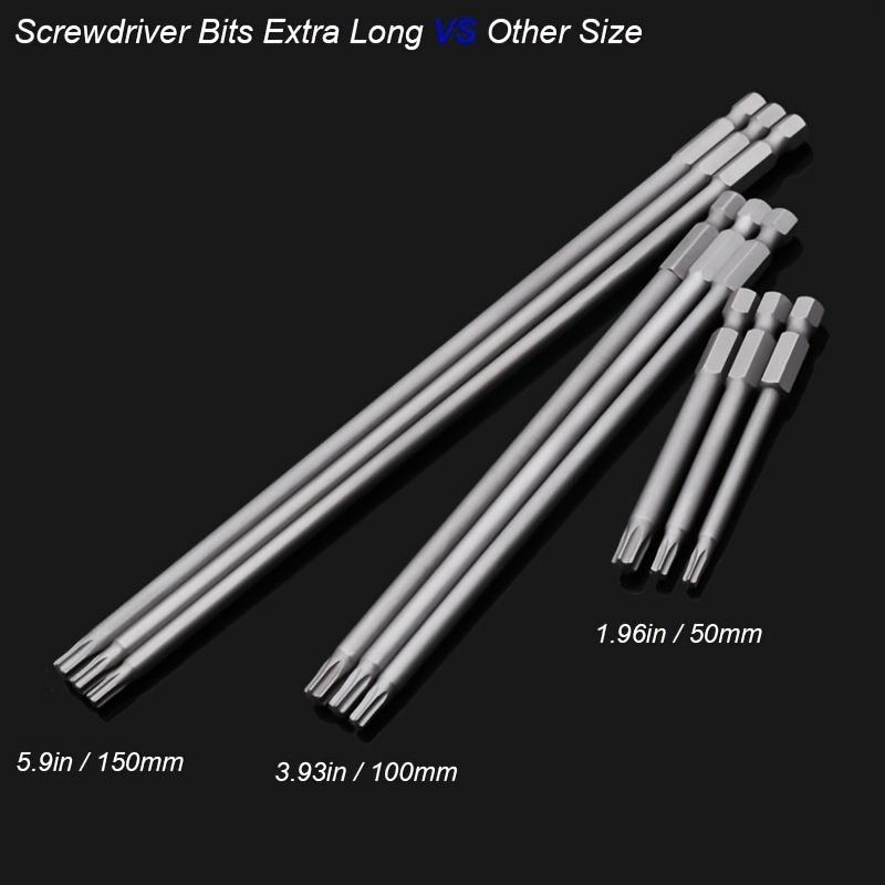 Magnetic Torx Screwdriver Set 150mm Extra Long Security Tamper Proof Star Drill Bit Screw Driver Tips Hex 1/4 for Rotary Tool
