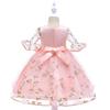 Embroidered Flare Sleeve Princess Mesh Dress for Girls