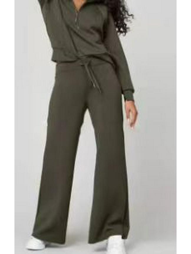 Autumn/Winter Casual Sports Set: Zipper Sweatshirt & Wide Leg Pants