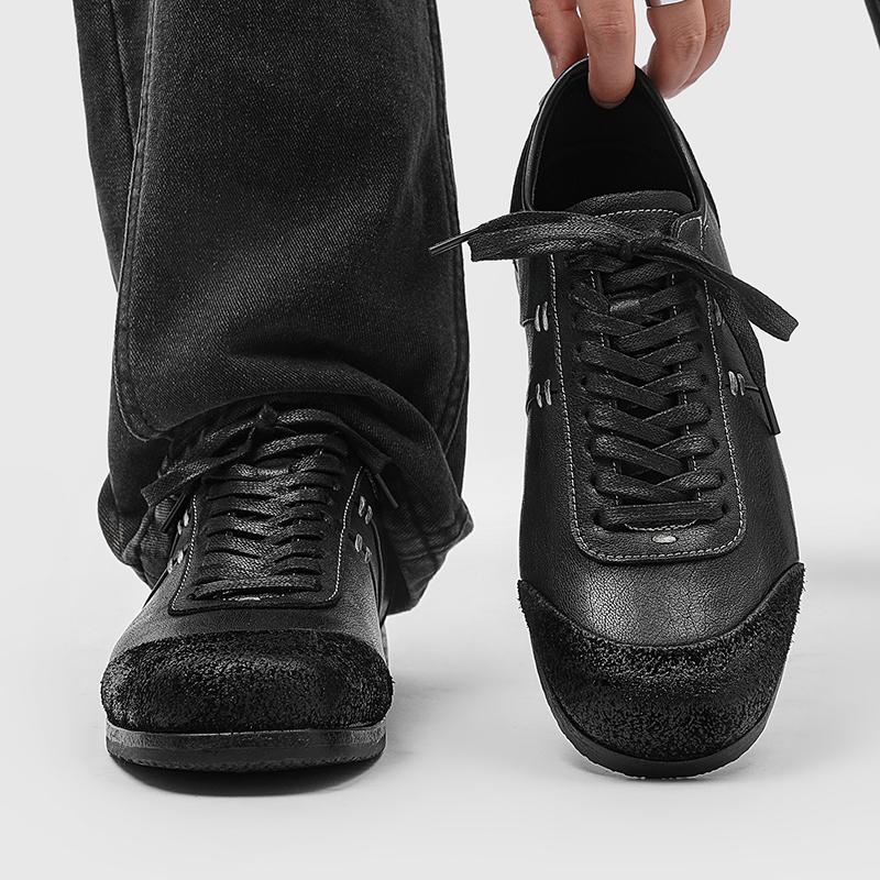 Fashion Men Shoe Men's Leather Lace-Up Casual Shoes Comfortable Men's Walking All-match Sneakers for Men Breathable Male Driving Flats