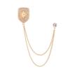 Korean Crystal Crown Brooch Star Tassel Chain Rhinestone Lapel Pins Men's Shirt Suit Collar Wedding Party Badge Accessories