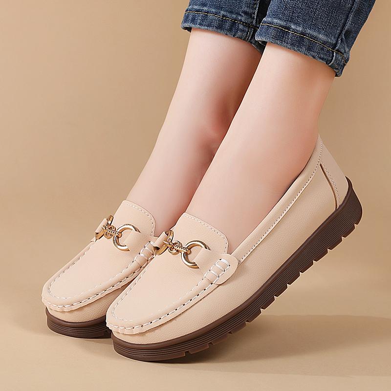 

Женские мокасины кожаные туфли для вождения удобные балетки повседневные лоферы для ходьбы обувь для беременных для девочки EU:35 бежевый