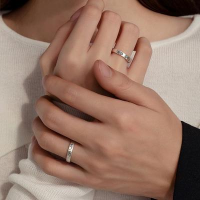 Minimalist Couple Ring Set Men Women Simple Band Finger Small Unique Design Adjustable Size