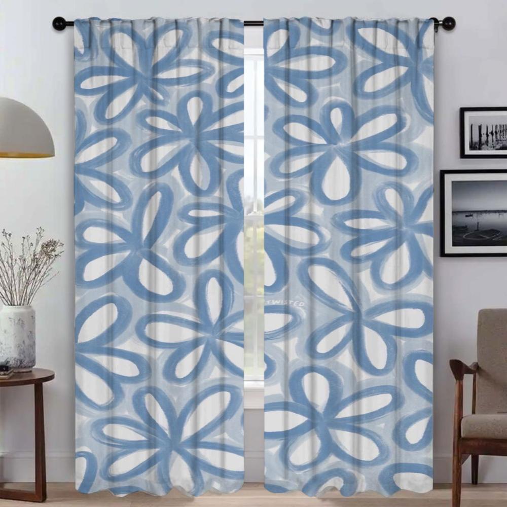 Cute Flowers Curtains for Bedroom Blackout Curtain for Room 2 Panel Halloween Decoration Partition Shades Home Interior Curtains