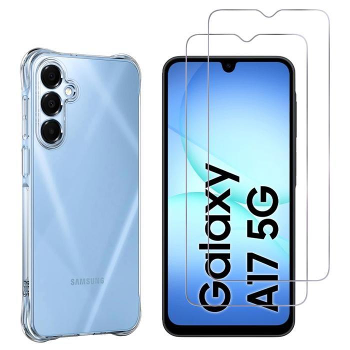 Coque antichoc - PHONILLICO - Samsung Galaxy A17 5G - Souple - Transparent - 2 Verres Trempé