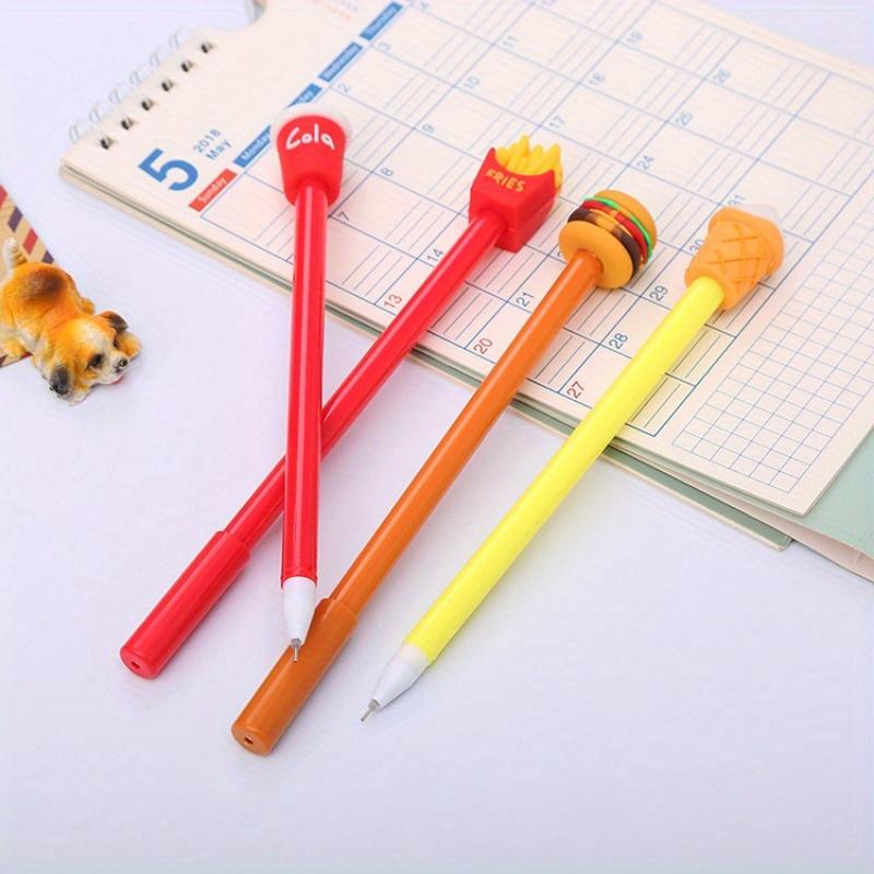 10pcs 0.5mm Pen Tip Creative Fries Cola Burger Ice Cream X Shape Gel Pen Fast Food Shape Cartoon Silicone Tip Gel Pen