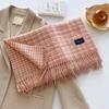 Fashion plaid scarf women's autumn and winter atmosphere, neck protection, age reduction, thickened warm scarf shawl, exquisite tassel
