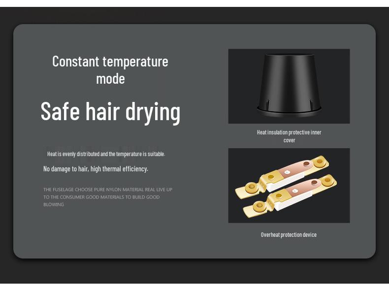 Hotel/Guesthouse Wall-Mounted High-Power Hair Dryer - No-Drill Installation