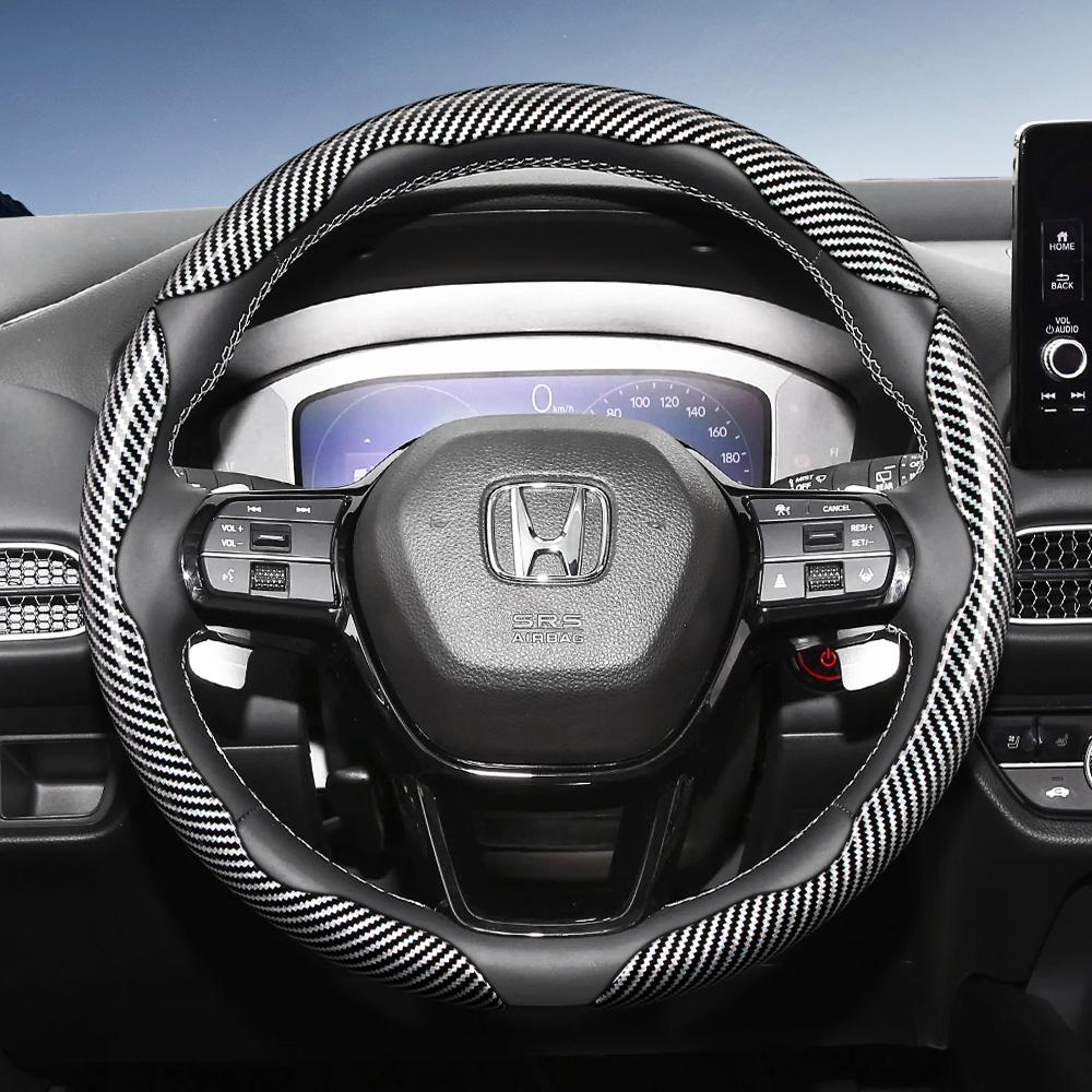 Suitable for Honda Carbon Fiber Texture Steering Wheel Cover with Segmented Quick-Release Design, Durable, for Cr-V Civic Hr-V Zr-V Vezel City Amaze